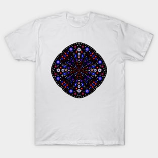 Circular Mandala Blue-Purple-Red-White T-Shirt